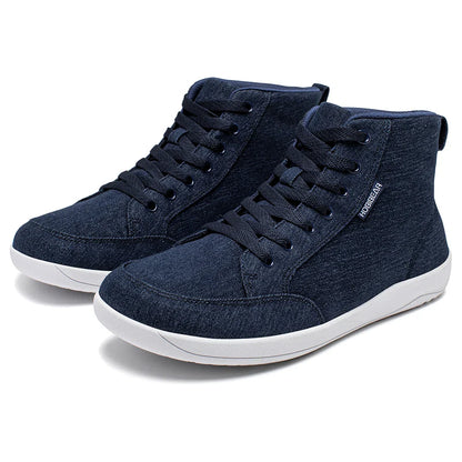 HOBIBEAR Mid-Top Barefoot Shoes – Unisex Wide Toe Canvas Sneakers for Walking & Outdoor