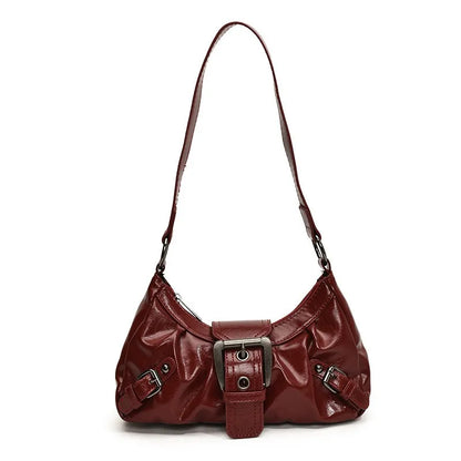 Y2K Retro Pleated Hobo Shoulder Bag for Women – Maillard Style Underarm Clutch Handbag for Travel, Work & Shopping