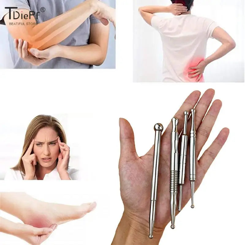 Manual Acupuncture Pen with Terahertz Energy Stone | Trigger Point Massager Stick for Face & Body Relaxation