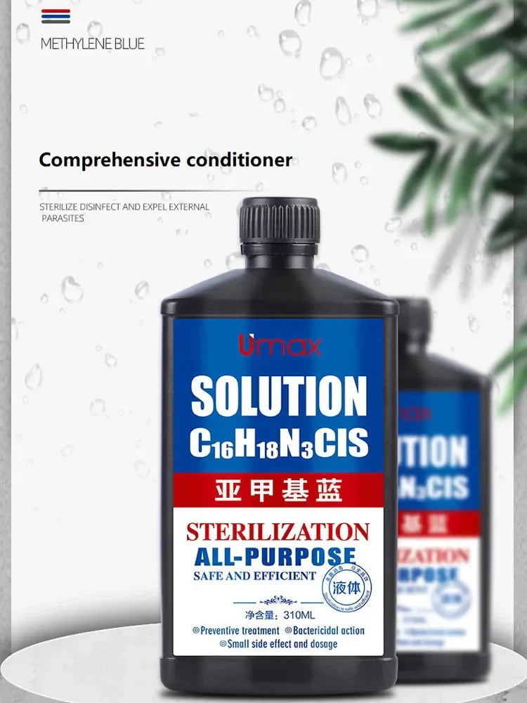 310ML Methylene Blue Solution for Fish – Aquarium Treatment for White Spots & Fish Disease, Ideal for Koi, Goldfish & Betta