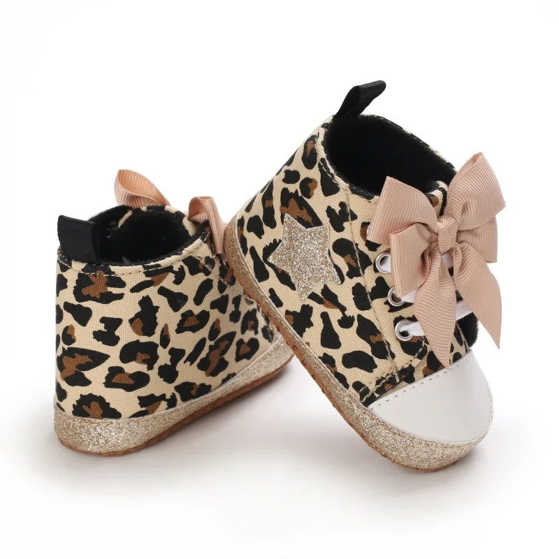 Infant Leopard Print Pre-Walker Shoes - Soft Sole Baby Sneakers for Spring & Autumn, 0–1 Year Daily Footwear