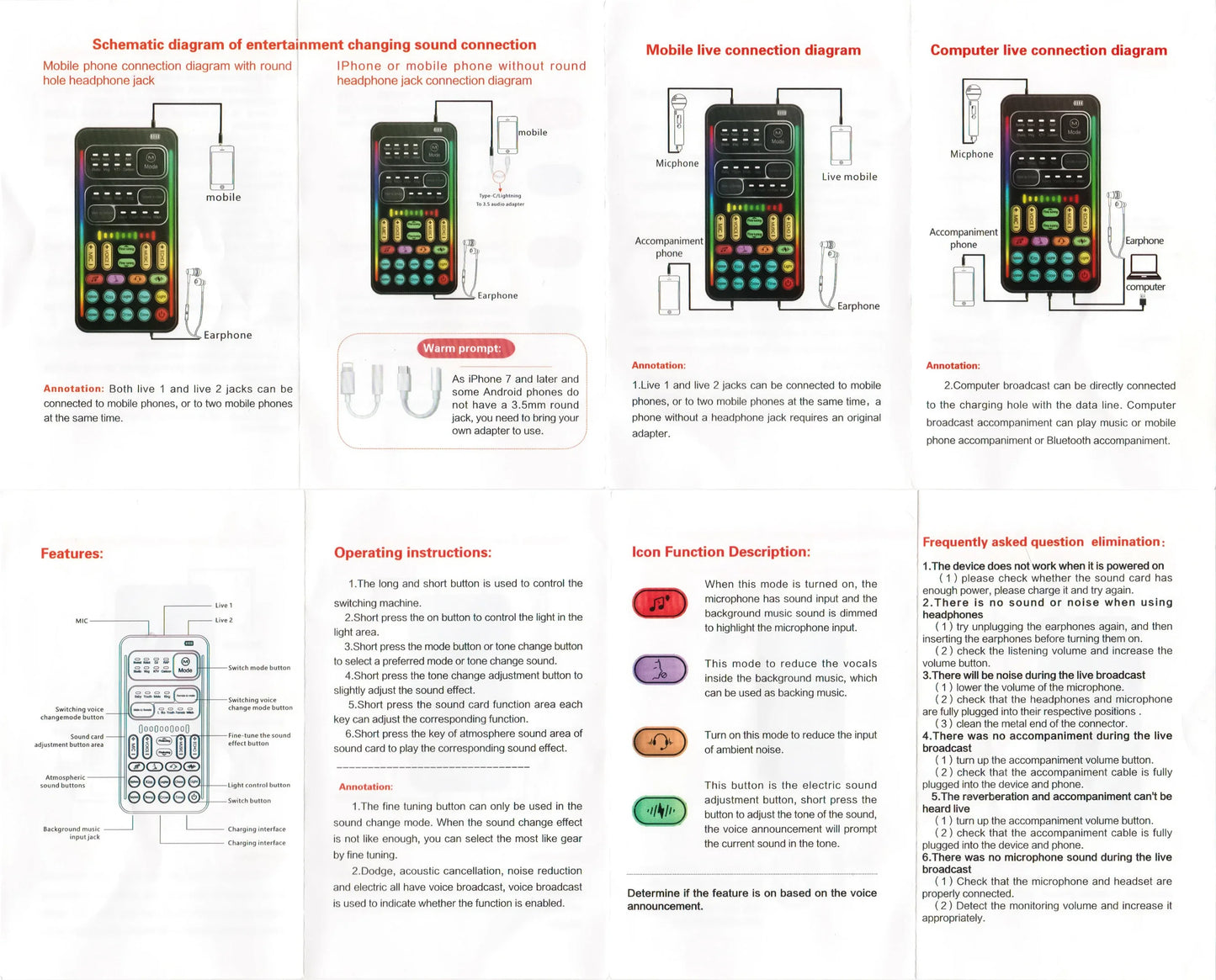New i9 Portable Handheld Voice Changer – Mini Sound Card with 8 Multi-Functional Sound Effects