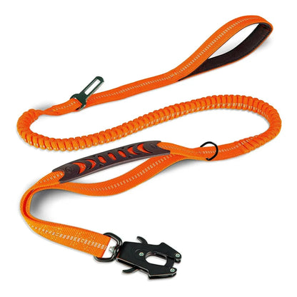 Reflective Shock Absorbing Bungee Dog Leash with Car Seatbelt – Heavy Duty No-Pull Leash for Large Dogs