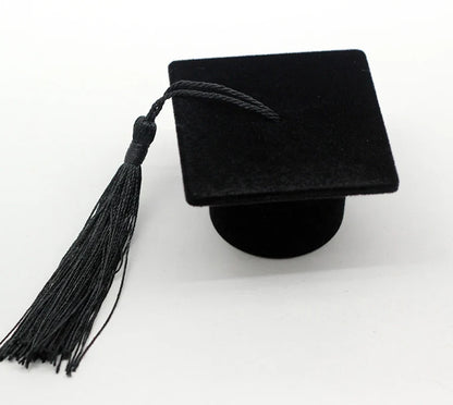 Velvet Ring Box with Graduation Cap Design – Jewelry Packaging for Wedding, Engagement, Earrings & Graduation Gift Organizer