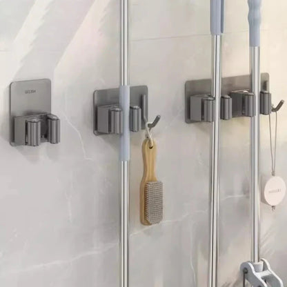 Bathroom Mop Holder — Self-Adhesive Wall-Mounted Broom & Mop Hook, Sweeping Brush Storage Organizer, Kitchen Accessory