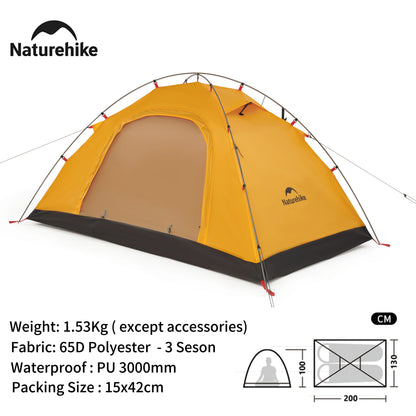 Naturehike 2024 New Camping Tent – Ultralight 2-Person Outdoor Tent, Large Space, Mosquito-Repellent, Quick Set for Beach & Hiking