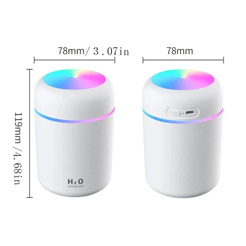 Portable Mini USB Air Humidifier 300ml - Aroma Diffuser with Cool Mist for Bedroom, Home, Car, Plants, and Purification