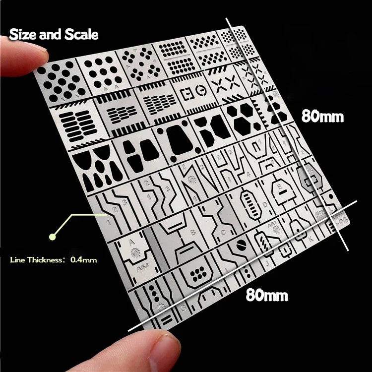 36-in-1 Model Scribing Template Ruler – Precision Line & Groove Drawing Tool for 1/100 & 1/144 Scale Crafts