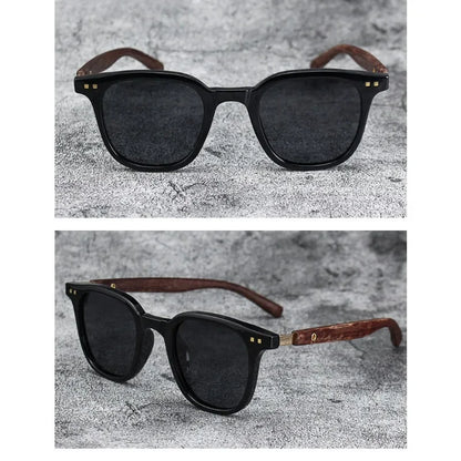 Retro Wood Grain Polarized Sunglasses for Men & Women – UV Protection Eyewear for Cycling, Outdoor & Street Photography