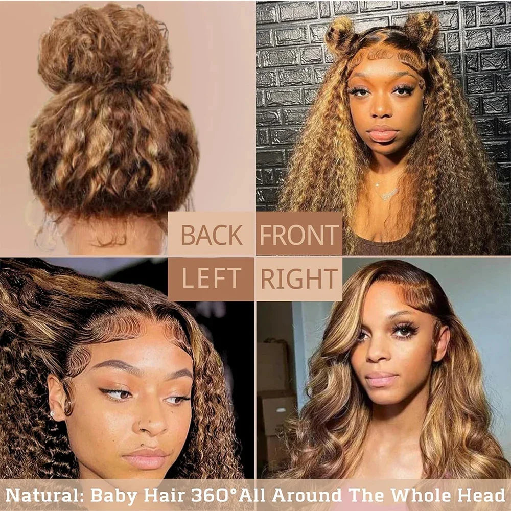 Highlight Invisi-Strap HD 360 Lace Front Wig – 250 Density Deep Curly Pre-Plucked Human Hair Full Lace Wig