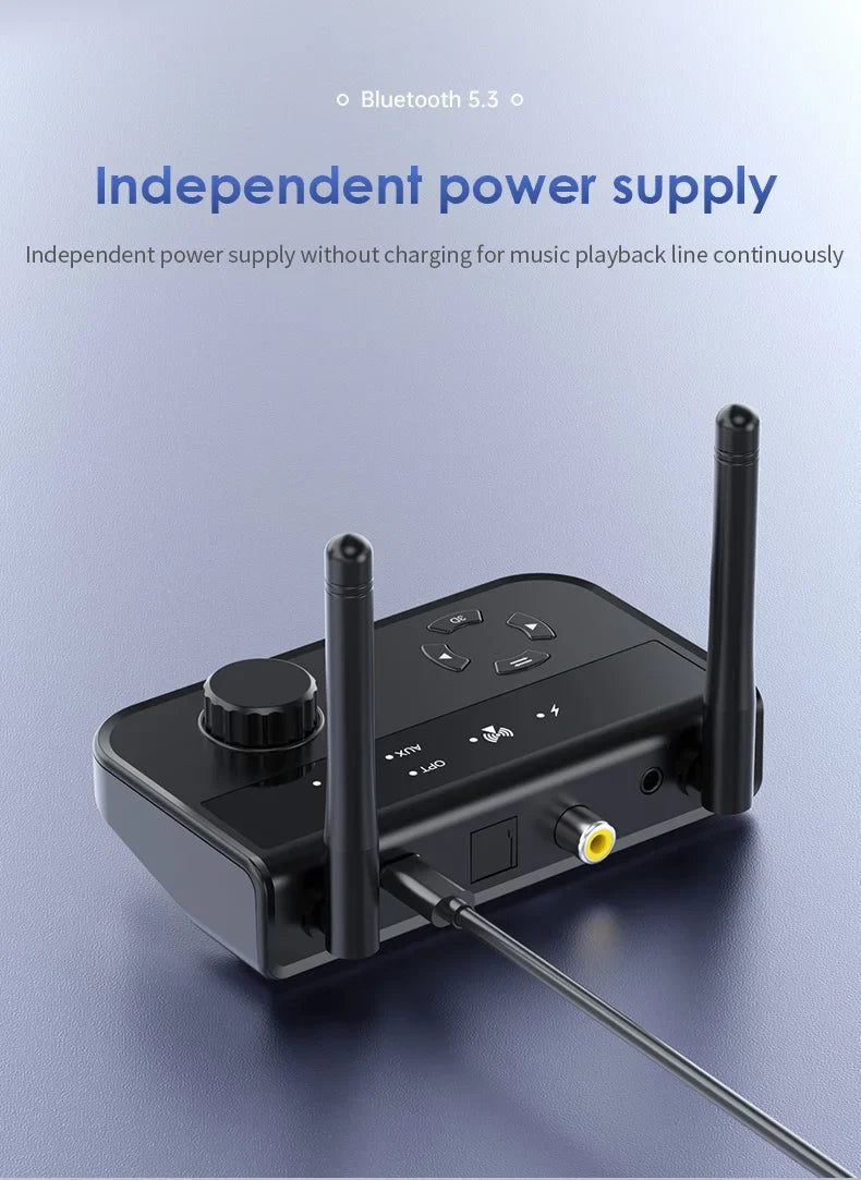 3D Stereo Bluetooth 5.3 Audio Receiver | Optical, Coaxial, 3.5mm AUX Output Wireless Adapter for Car and Speakers