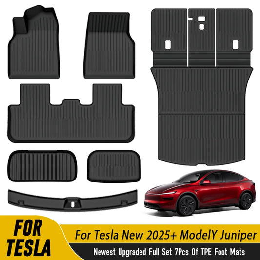 Tesla Model Y 2025+ Juniper TPE Floor Mats – Waterproof Anti-Slip Full Set Car Accessories