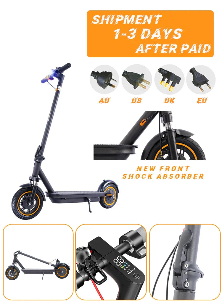 HEZZO G30 36V 500W Electric Scooter — 21MPH, 37.5-Mile Range, 10" Wheels, 15Ah Foldable Escooter with Front Suspension