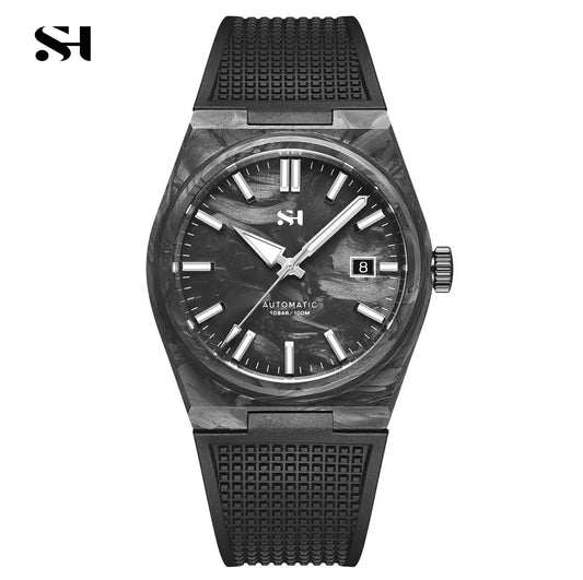 2024 New 40mm Carbon Automatic Diver Watch – Luxury PT5000 Movement, 100M Waterproof Men’s Watch