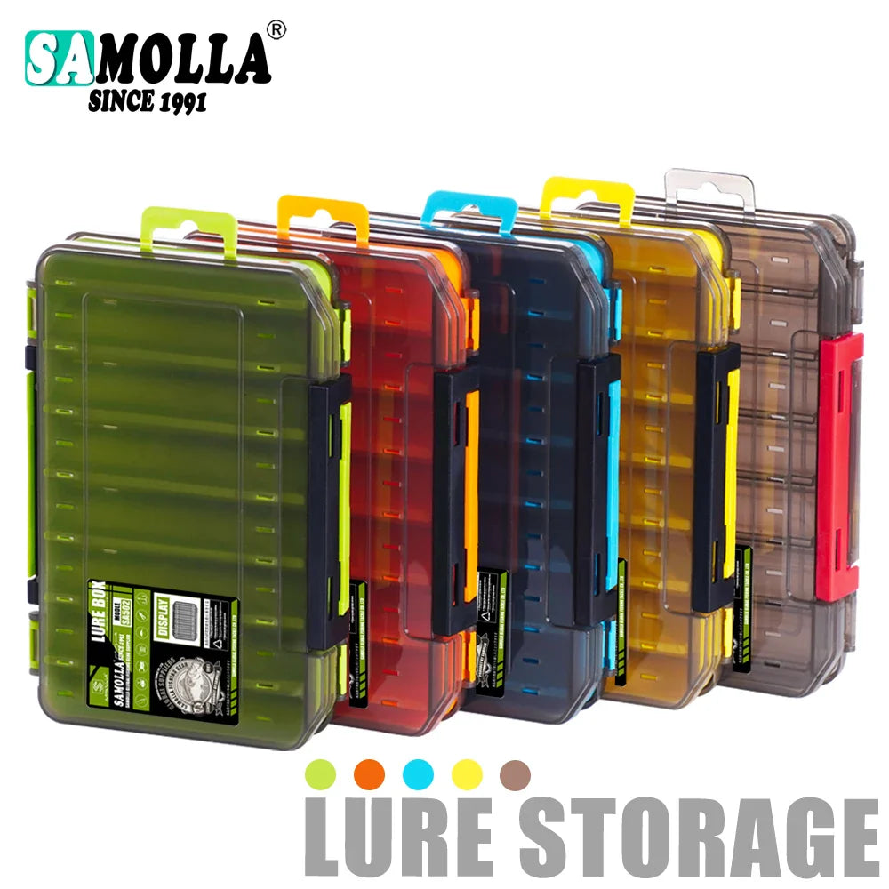 Fishing Tackle Box – 14 Compartment Double-Sided Storage Case for Lures, Hooks & Accessories, Fishing Tool Organizer