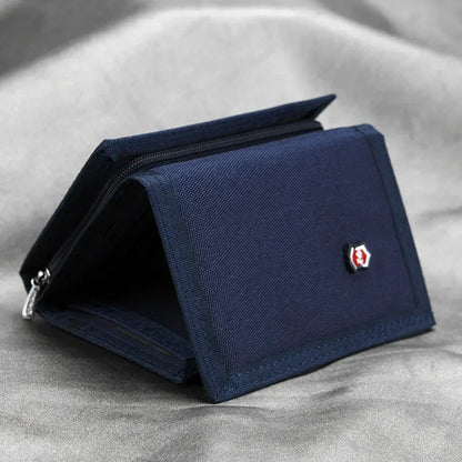 Men's Korean Tri-Fold Coin Purse – 5 Colors, Slim Canvas Wallet, Multifunctional Card Holder