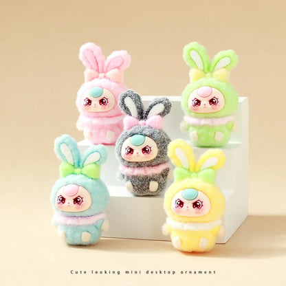 9pcs Babythree Dimoo Anime Flocked Action Figures Decorative Pendant Kawaii Desktop Dolls Toy Gifts