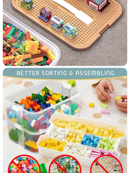 Brick-Shaped Building Blocks Storage Box for Kids – Stackable Plastic Toy Organizer Bin with Lid for Sundries & Toys