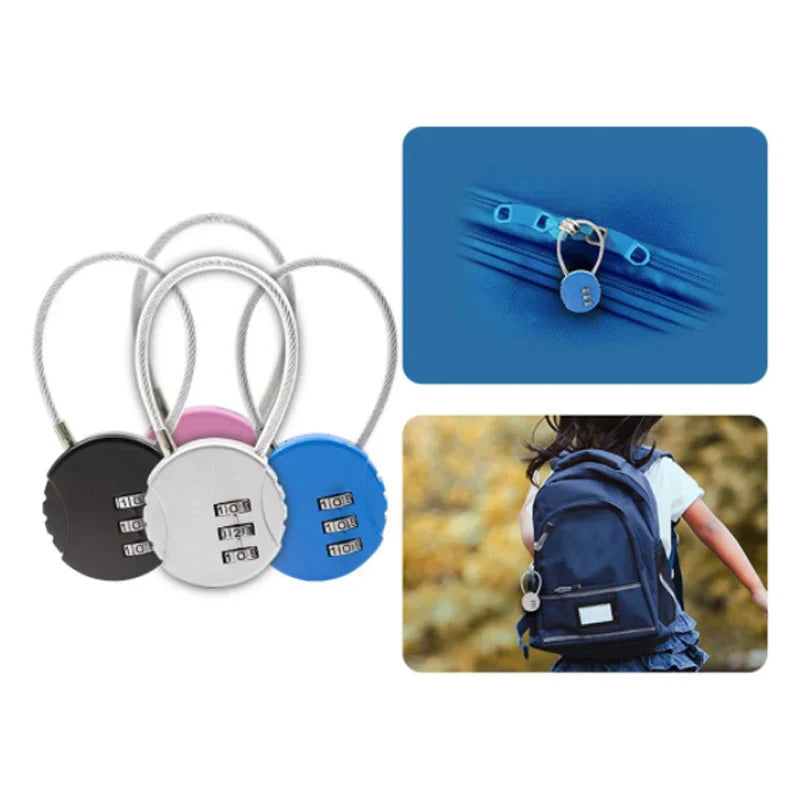 3-Dial Combination Padlock | Metal Code Lock for Suitcases, Luggage & Anti-Theft Mini Coded Lock (4x4cm)