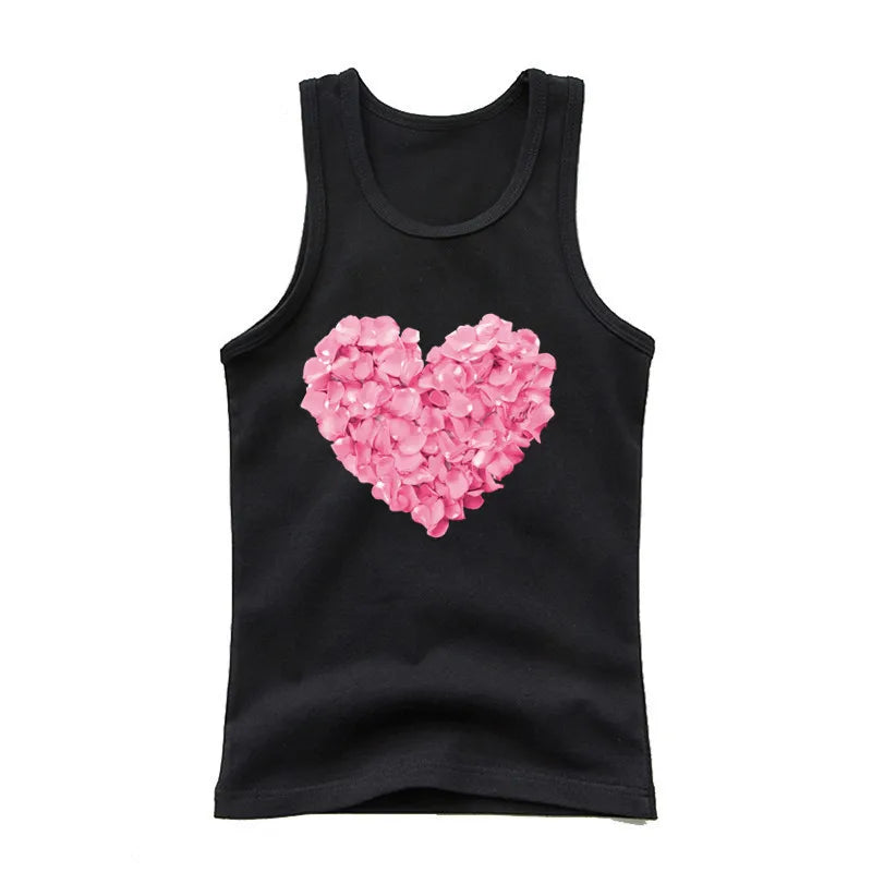 Girls Owl Print Tank Top - Sleeveless Cotton Sports Vest Shirt for Kids 3-14 Years
