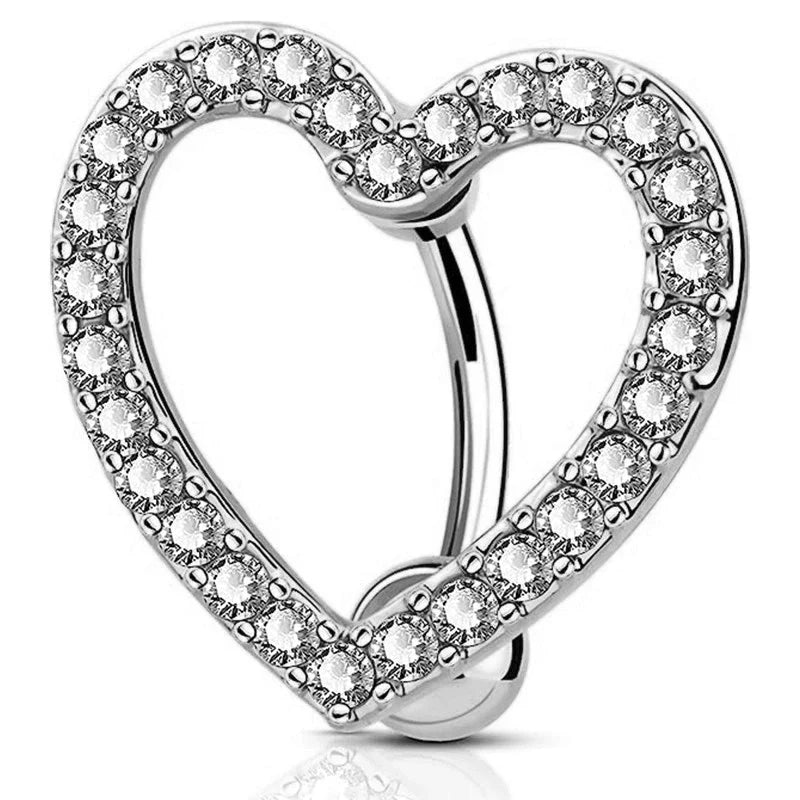 Stainless Steel CZ Belly Button Piercing – Heart & Butterfly Navel Barbell Jewelry for Women Sexy Navel Ring