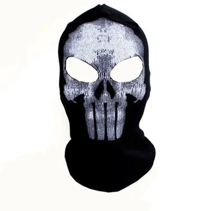 Black Skull Balaclava Mask - Warm Full Face Hood Beanie for Men Outdoor Wear