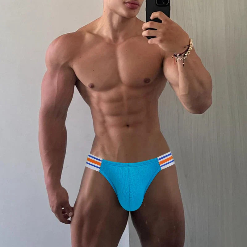 Men’s Breathable Brief Underwear 1/2/3/4PCS – High Fork Triangle Design with Striped Elastic Waistband Comfort Fit