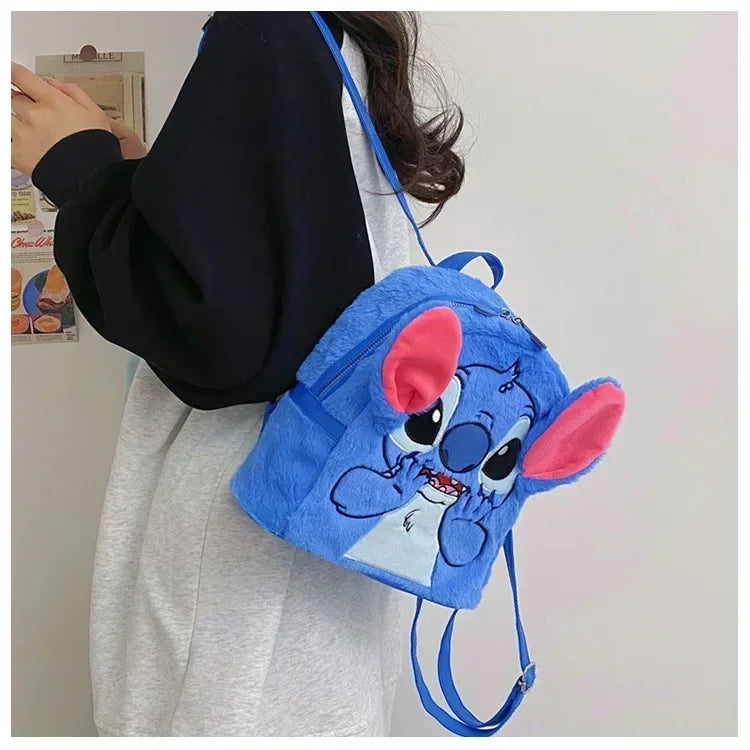Disney Blue Stitch Plush Backpack – Large-Capacity Cartoon Bag for Kids & Kindergarten Gift