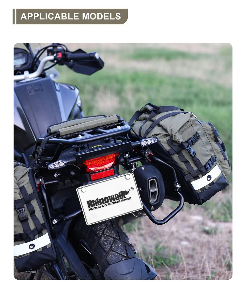 Rhinowalk Motorcycle Saddlebag 20L-30L – Universal Side Bag with Removable 100% Waterproof Inner Liner for Travel Motorbike Luggage