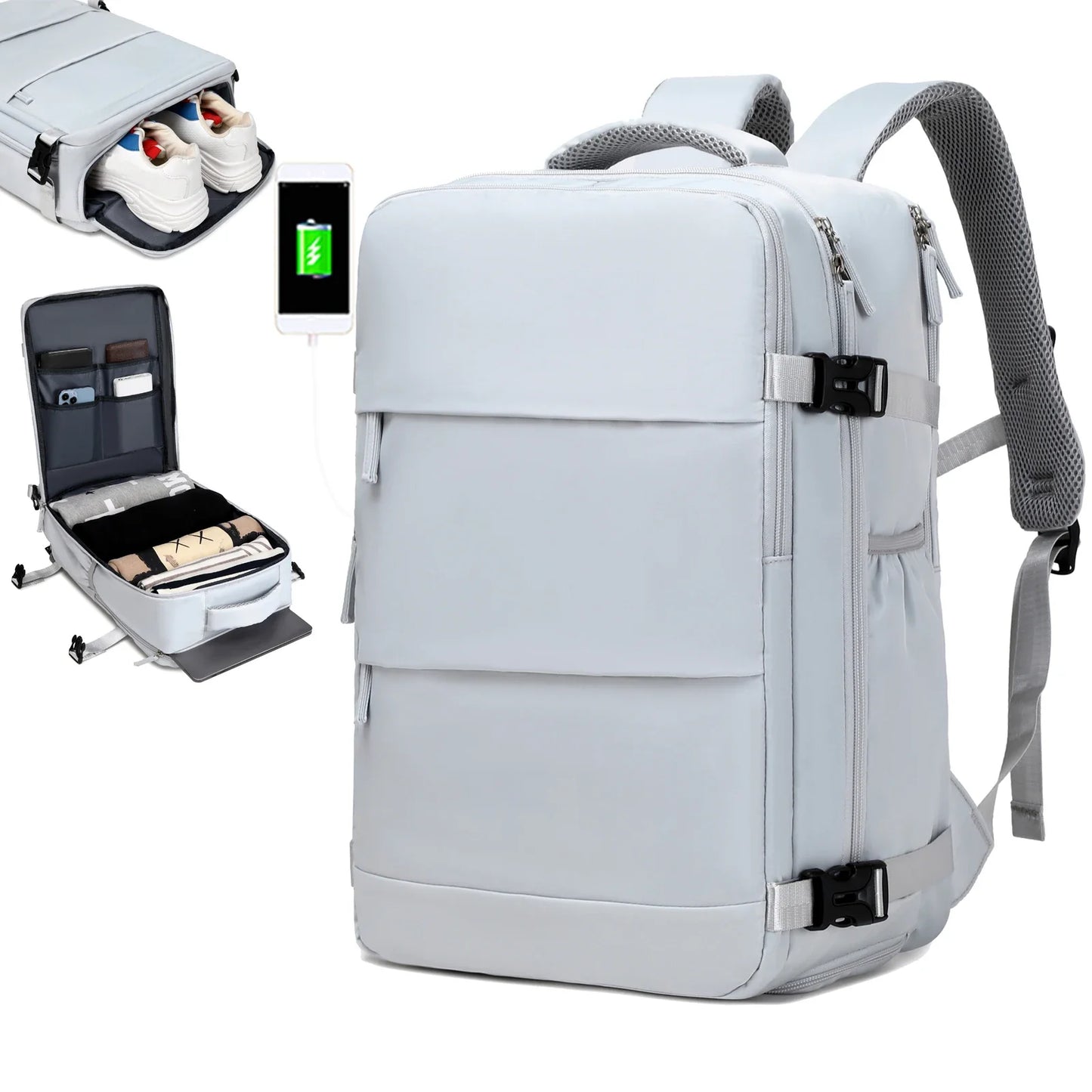 Travel Backpack with 15.6-Inch Laptop Compartment - Waterproof Design and Shoe Storage, Unisex Backpack