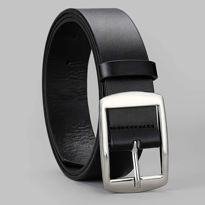 New Luxury Men’s PU Leather Belt – High-Quality Metal Pin Buckle Designer Waist Strap for Jeans, Plus Size