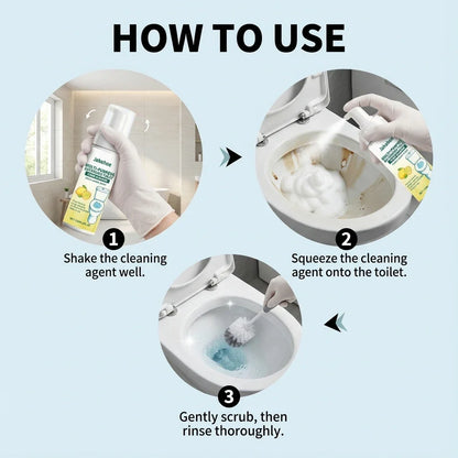 Multi-Purpose Bathroom Cleaner Spray – Active Foam Toilet Deodorizer, Limescale Remover for Tile & Grout with Lemon Fragrance
