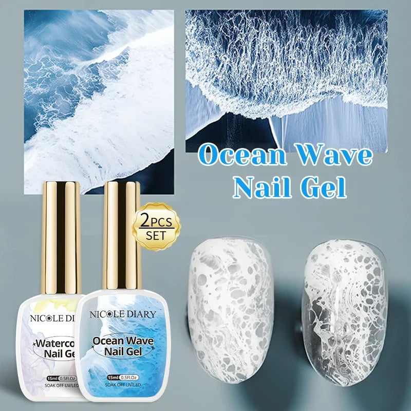 NICOLE DAIRY Bubble Ocean Wave Gel Nail Polish 15ml - White Summer UV LED Soak Off Nail Art Manicure Varnish