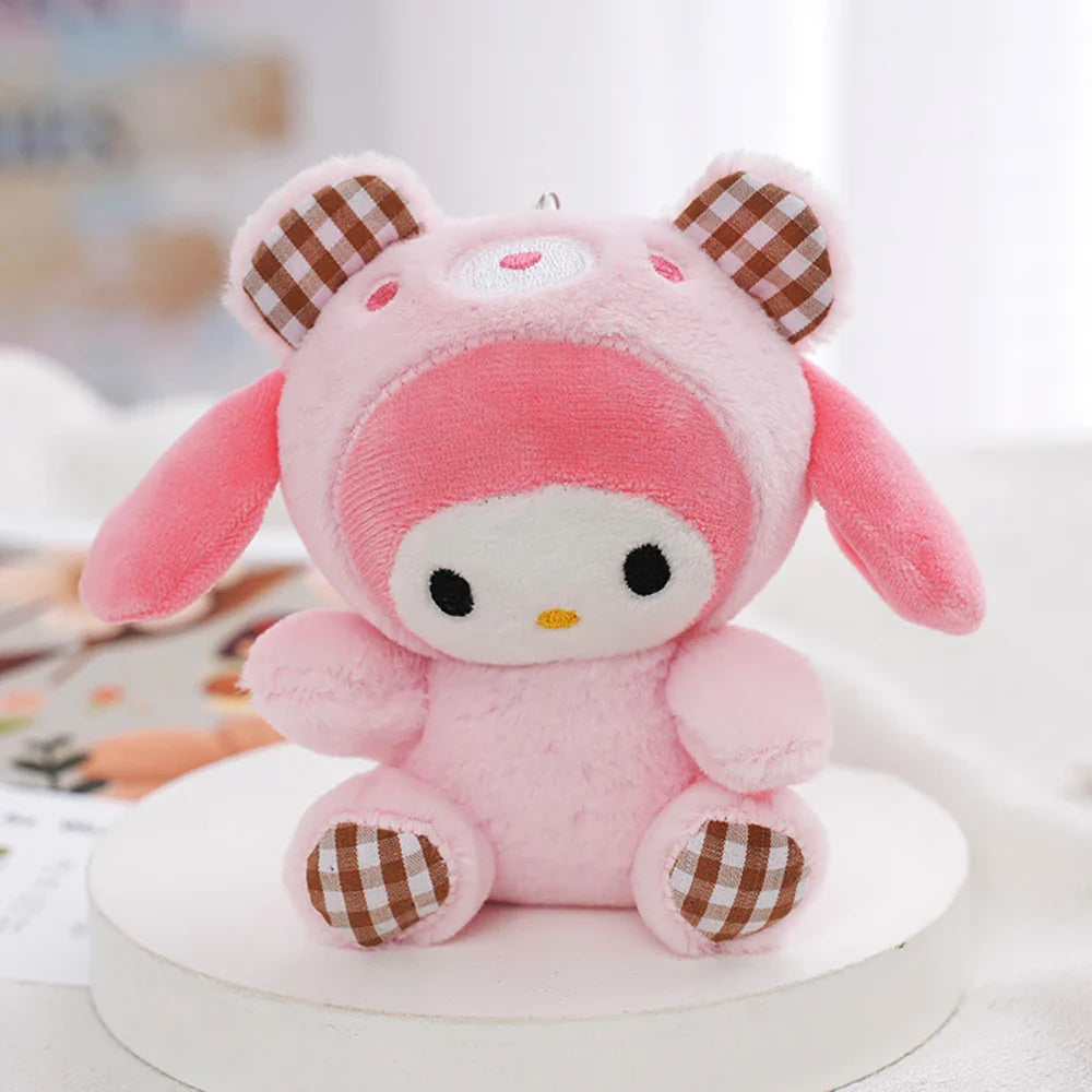 Sanrio Kawaii Plush Keychain — Hello Kitty, My Melody, Kuromi & Cinnamoroll Stuffed Cartoon Doll Pendant for Backpack Decoration