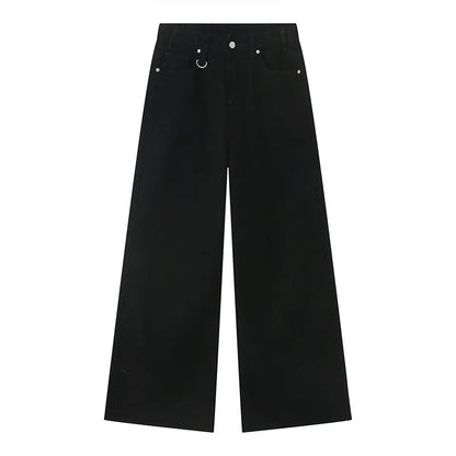 IEFB Men’s Summer Denim Jeans – Washed Blue Straight Loose Wide-Leg Casual Pants