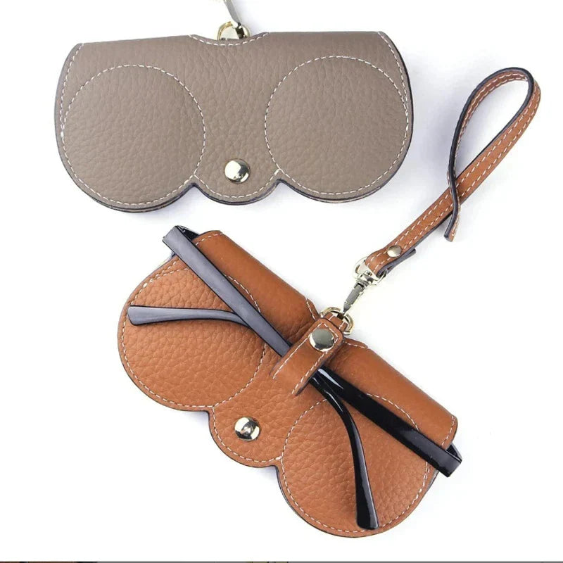 New PU Sunglasses Bag | Portable Eyeglass Case | Cute Protection Cover | Simple Eyeglass Clip Pendant