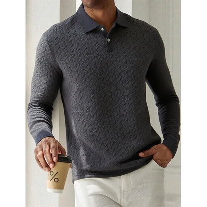 Men’s Long Sleeve Polo Shirt - High Quality Business Casual T-Shirt for Office and Fashion Style