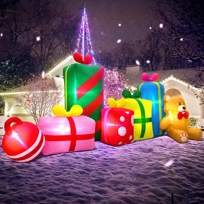 Merry Christmas Tree Arch Inflatable – Santa Claus Sleigh Decoration with LED Light for Home, Garden, and New Year Party Decor