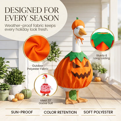 23-Inch Porch Goose Outfit - Seasonal Skirt, Hat & Clothes for Lawn Goose Statue Decoration