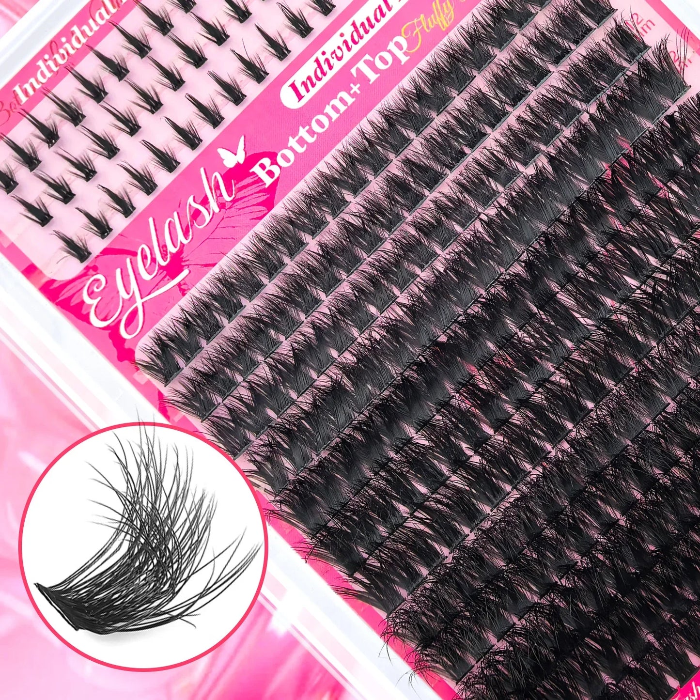 Top & Bottom Lash Extension Kit – 250/740 Cluster Fluffy Volume Mix Lengths DIY Eyelash Set for Bold Bombshell & Natural Lash Looks