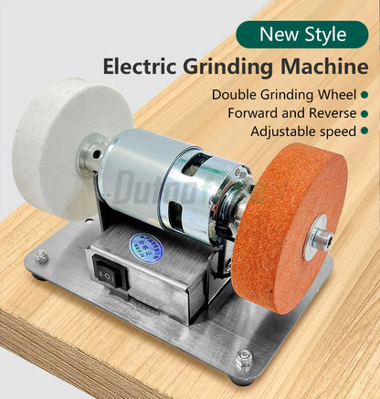 100W Double Table Grinder Machine — Electric Grinding Wheel for Coarse & Fine Polishing with Motorized Stone