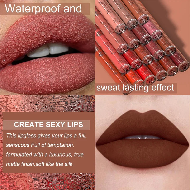 Matte Velvet Dark Red Brown Lip Gloss – Long-Lasting Waterproof Liquid Lipstick with Natural Moisturizer & Transparent Lip Oil