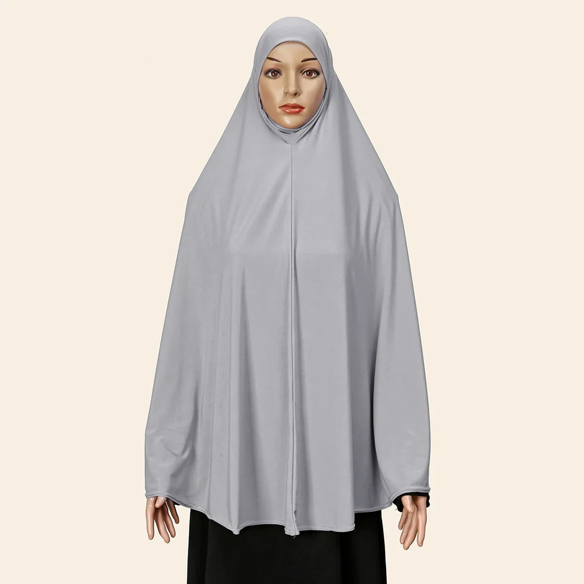 Women’s Full Cover Muslim Abaya – Solid Color Cotton Hemp Inner Hijab & Long Shawl Ramadan Prayer Dress