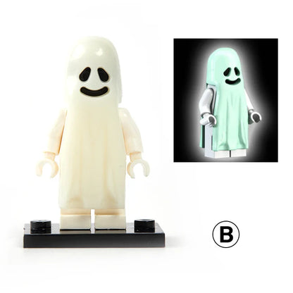 Halloween Horror Building Blocks – Luminous Smiling & Crying Ghost Action Figure Toy for Kids