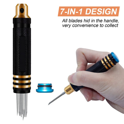 Model Chisel Set with 7 Blades – Gundam Resin Carving, Hobby Scribe & Cutting Tool for RC Car and Drone Repair