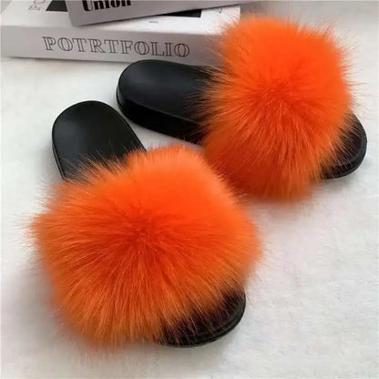 Summer Faux Fur Slippers for Women – Indoor Plush Furry Slides, Fluffy Flip Flops & Casual House Shoes