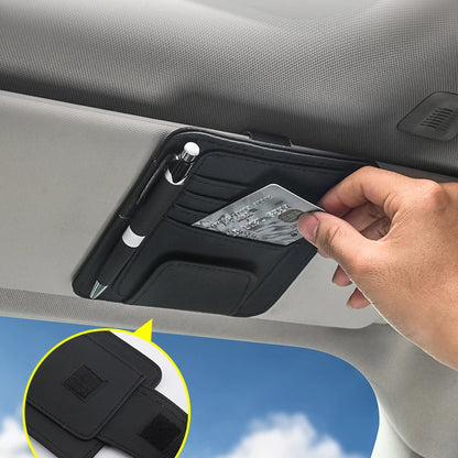Car Visor Organizer – Multi-Pocket Pouch Bag for Cards, Glasses & Storage, Scratch-Resistant Auto Visor Holder for Car Interior