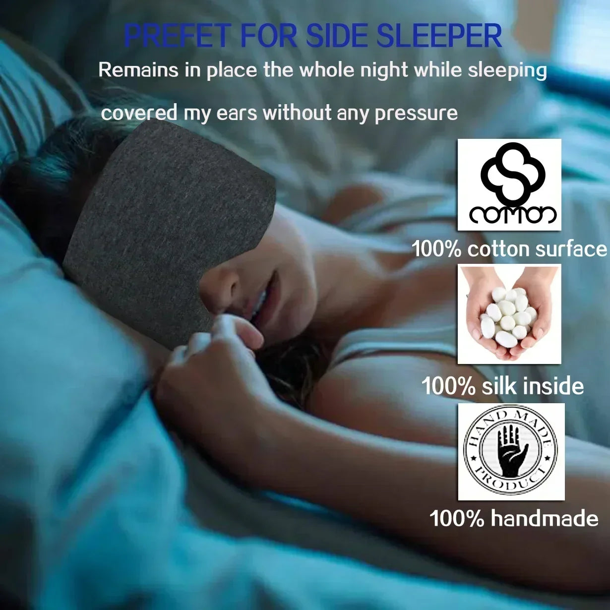 Travel Eyepatch Sleeping Eye Mask – Soft Cotton Silk Blindfold, Portable Eye Cover for Men & Women