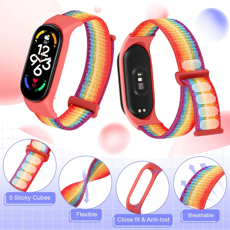Nylon Loop Strap for Xiaomi Mi Band - Adjustable Sport Wristband Bracelet for Mi Band 3 4 5 6 7 8