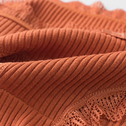 4 Pcs Lace Wavy Trim Bikini Panties - Comfy & Breathable Elastic Women’s Lingerie & Underwear